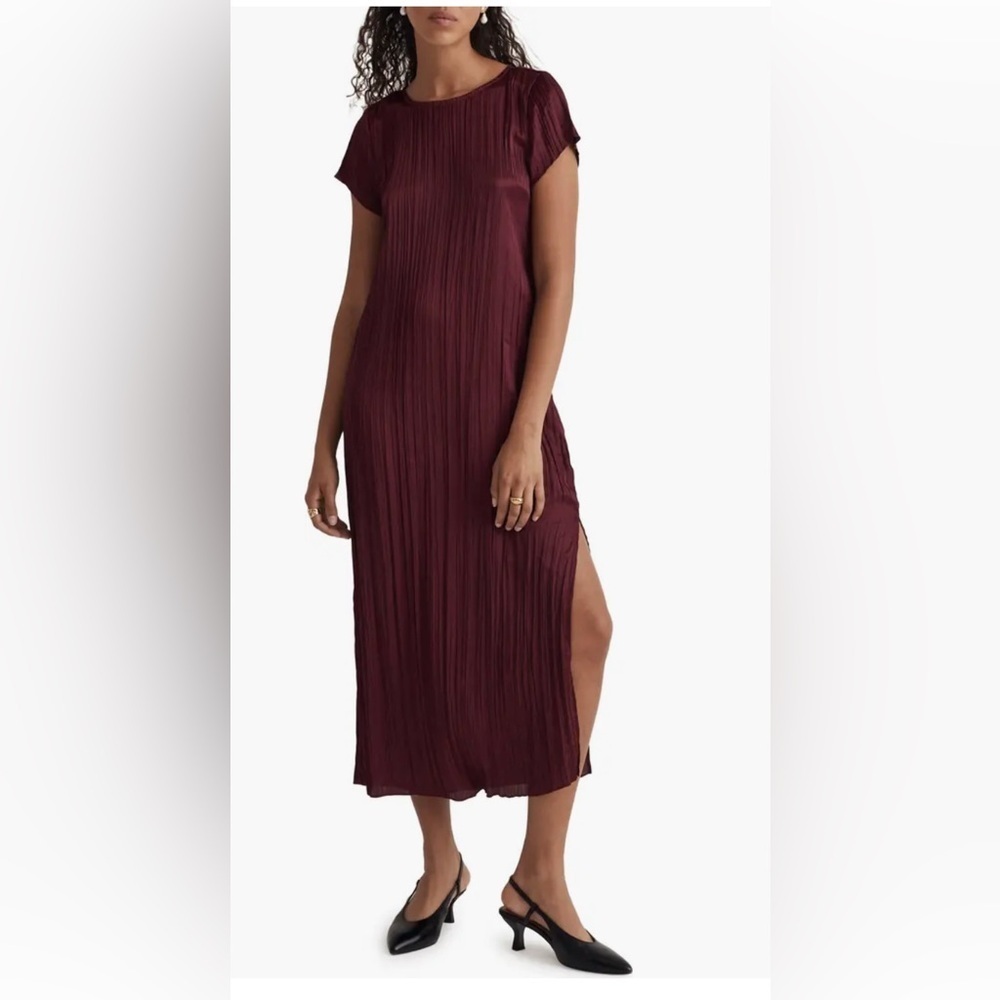 Madewell Red Pleated Halter Maxi Gown Size XS